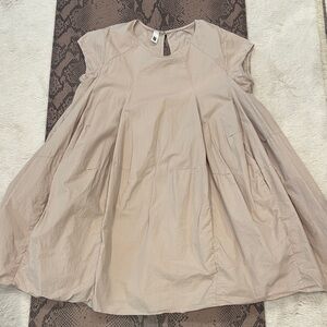 Light Beige Swing Mini Dress with Cap Sleeves
